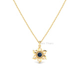 Sun Pendant Necklace - 18k Gold Plated - Black Onyx Gemstone Pendant - Sterling Silver - Minimalist Charm Necklace - Gift For Her